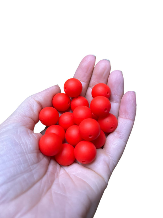 15mm Silicone Beads - Bright Red