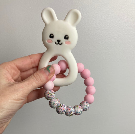 Teether Ring - pink bunny