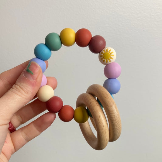 Teether Ring - muted rainbow