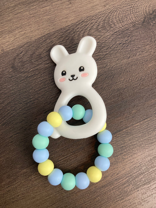 Teether Ring - blue bunny