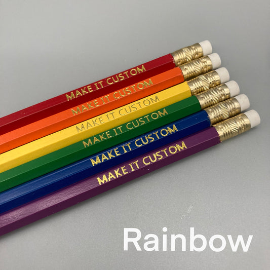 Foil Stamped Pencil 6pk - Rainbow