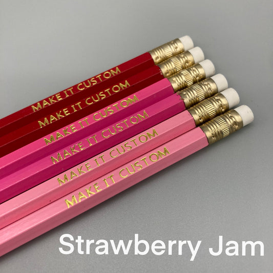 Foil Stamped Pencil 6pk - Strawberry Jam