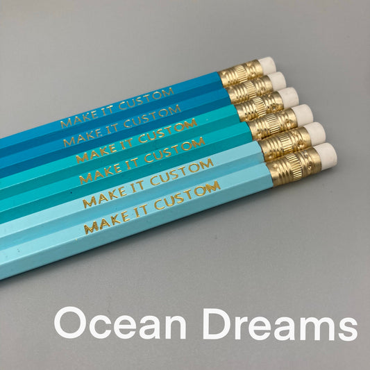 Foil Stamped Pencil 6pk - Ocean Dreams