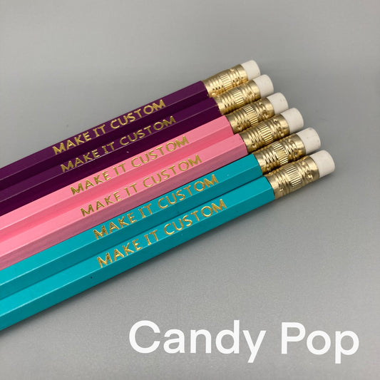 Foil Stamped Pencil 6pk - Candy Pop