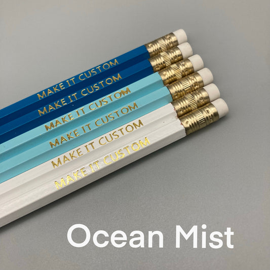 Foil Stamped Pencil 6pk - Ocean Mist