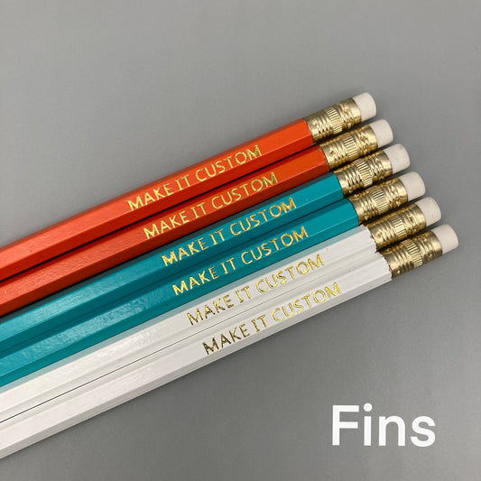 Foil Stamped Pencil 6pk - Fins