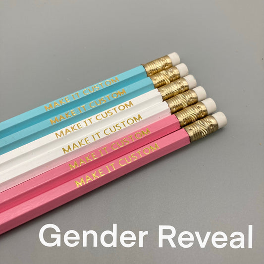 Foil Stamped Pencil 6pk - Gender Reveal