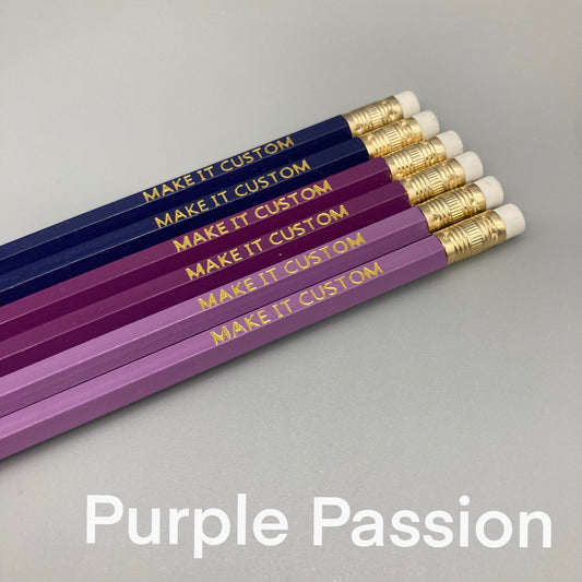 Foil Stamped Pencil 6pk - Purple Passion