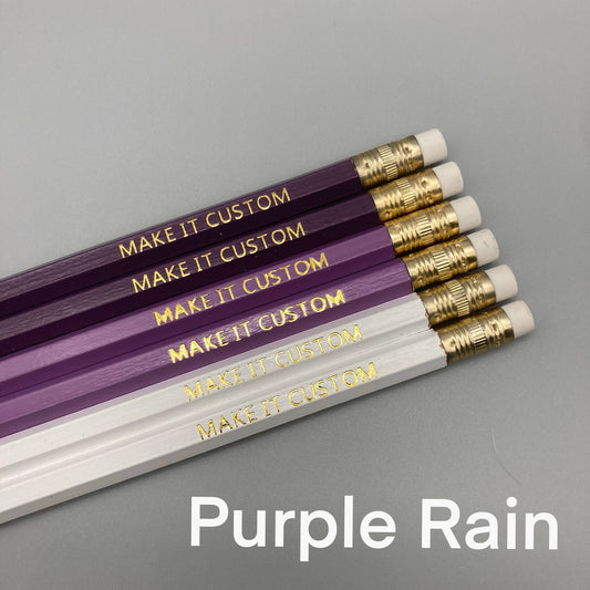Foil Stamped Pencil 6pk - Purple Rain