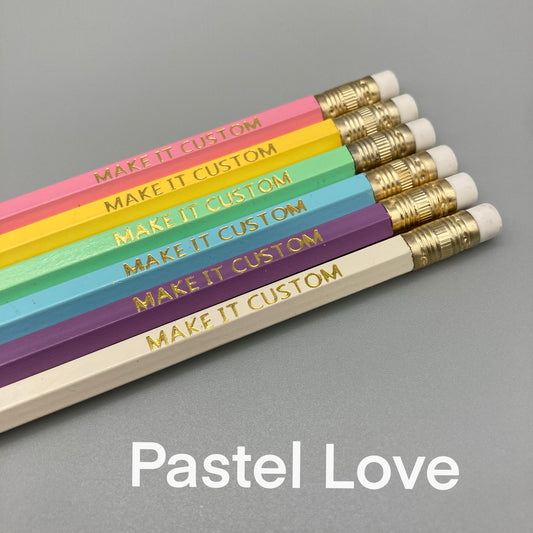 Foil Stamped Pencil 6pk - Pastel Love